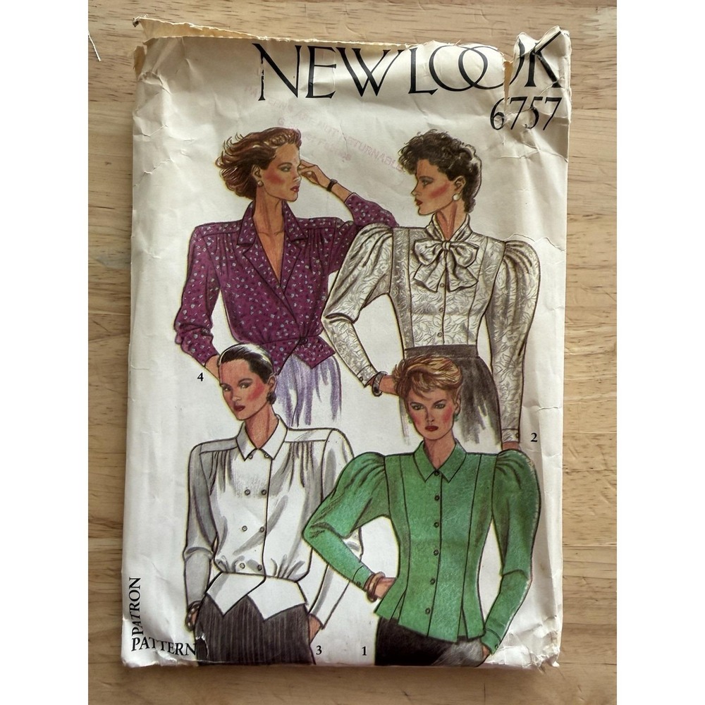 VTG New Look Pattern 6757 Classic‎ blouses Tops Size 8-18 Cut Complete